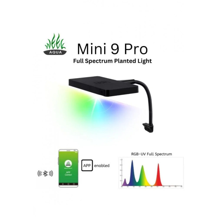 نور آکواریوم ویک آکوا مینی ۹ پروWeek Aqua Mini 9 Pro RGB+UVA ورژن ۳