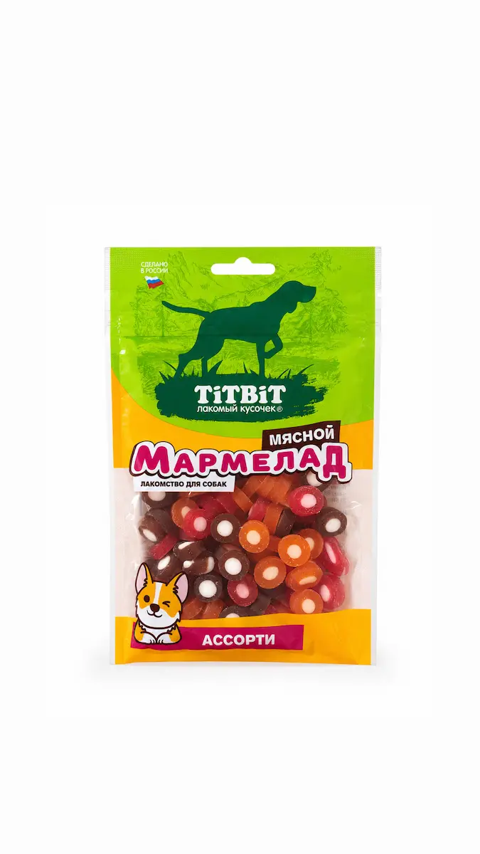 تشویقی مارمالاد گوشتی سگ TiTBiT مدل Assorti